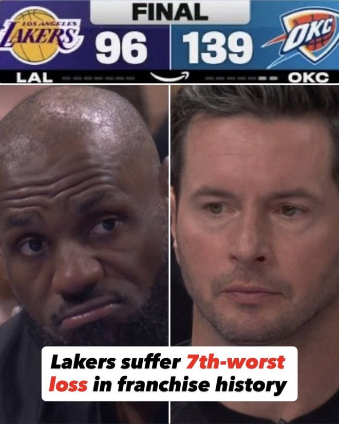 湖人惨败雷霆43分创队史第七大失利